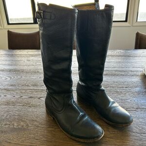 Frye Black Leather Riding Boots